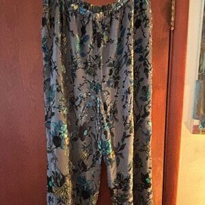 Frox lined floral print pants, Size XL.  Rayon and silk.